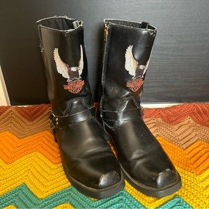 Harley Davidson Eagle Logo Motorcycle Western Leather Boots